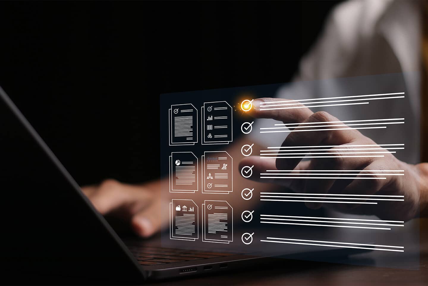 Man checking tasks in a list